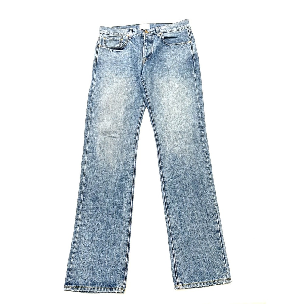 Sid Mashburn Button Fly Straight Leg Jeans 31x32 Blue Light Wash Made‎ in USA